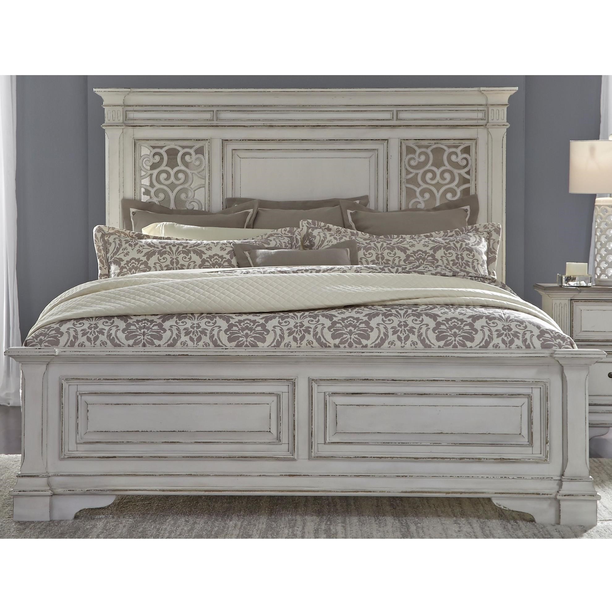 Liberty Furniture Abbey Park Traditional Queen Panel Bed with Mirrored